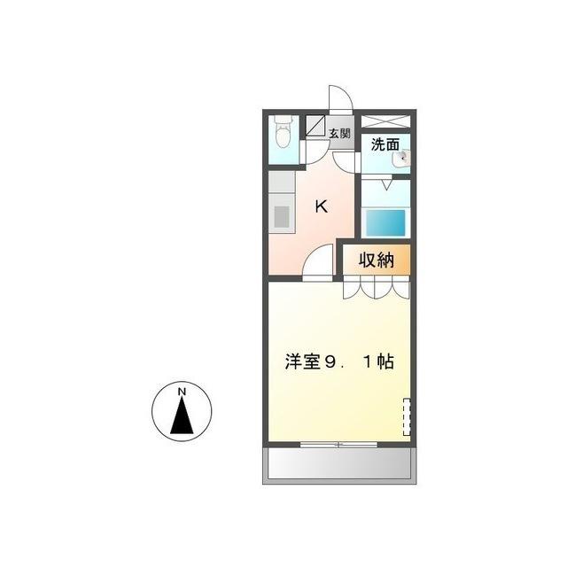 シャルトルI(1K/3階)の間取り写真