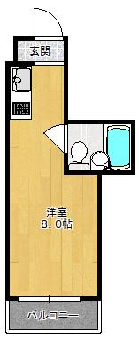 クイーンレジデンス(ワンルーム/2階)の間取り写真