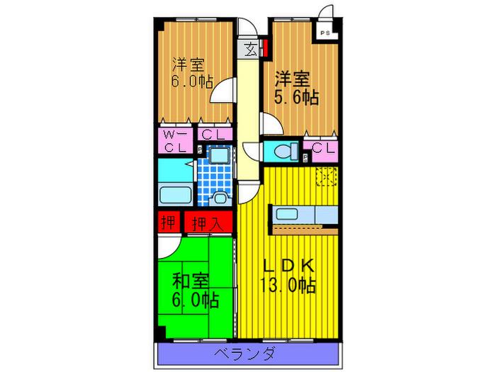 L-COURT石切(3LDK/3階)の間取り写真