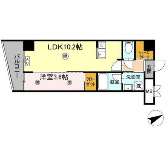 ロイジェント安謝新都心(1LDK/3階)の間取り写真