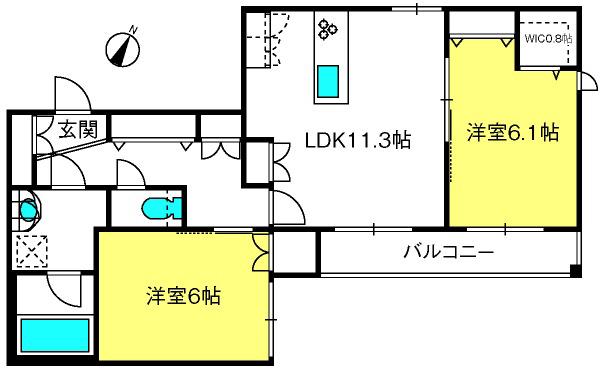 LELIEN浦和領家(2LDK/3階)の間取り写真