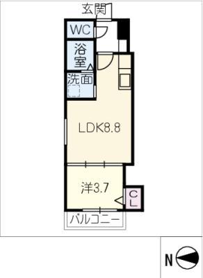 ラ・ガール・ウエストII(1LDK/2階)の間取り写真