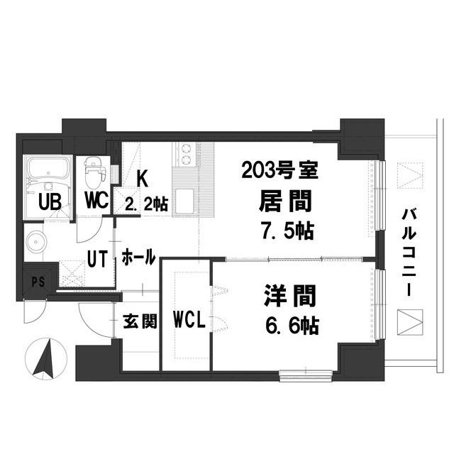 グランメール緑道舘(1LDK/2階)の間取り写真