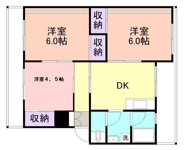 北島中央マンション(3DK/4階)の間取り写真