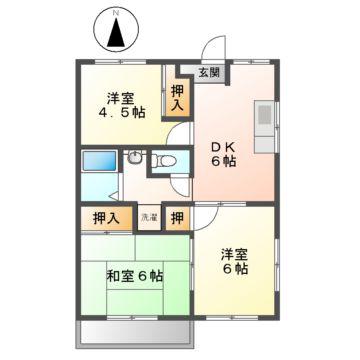 ハビテーション若宮A棟(3DK/1階)の間取り写真