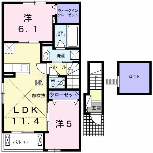 フリージア(1LDK/2階)の間取り写真