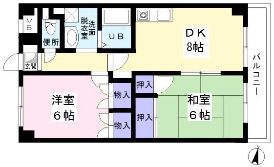 ハウスピア石神井台(2DK/3階)の間取り写真