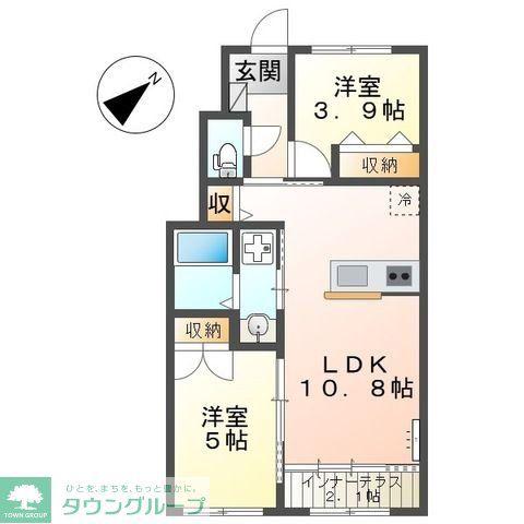 クオリア湘南(2LDK/1階)の間取り写真