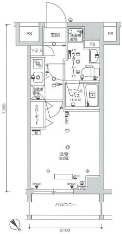 スカイコートパレス西巣鴨(1K/3階)の間取り写真