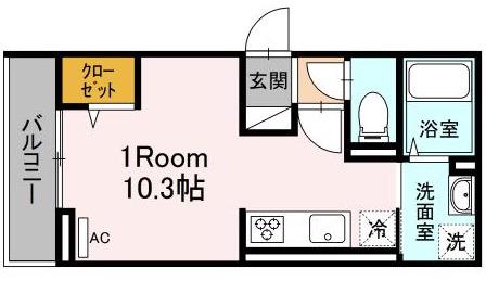 アンジュール北町(ワンルーム/2階)の間取り写真