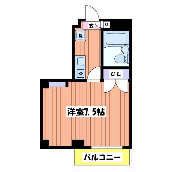 メビウスAIR(1K/1階)の間取り写真