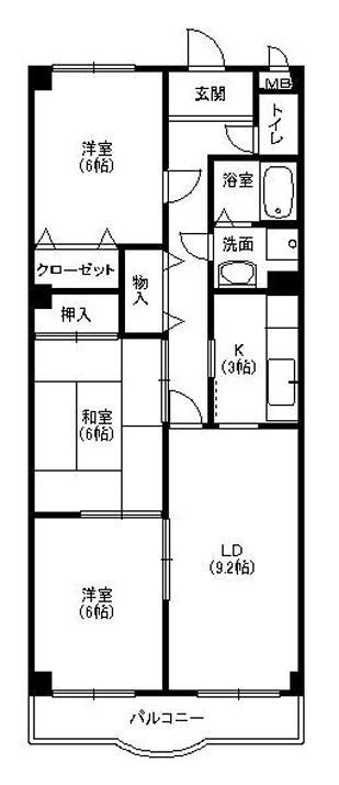 ドムール樋之池(3LDK/4階)の間取り写真