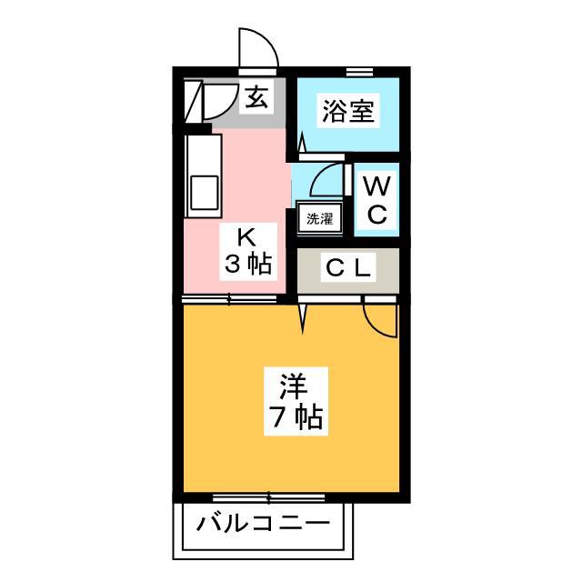 フェアガーデン竹下B(1K/2階)の間取り写真