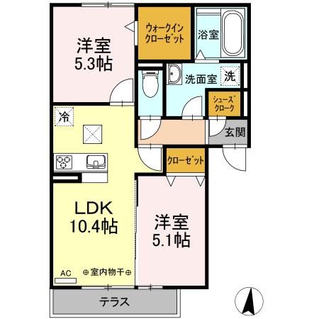 CENOTE II(2LDK/1階)の間取り写真