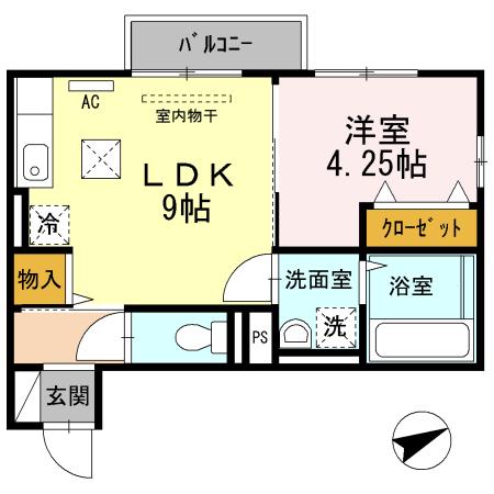 セジュール・パルティノス(1LDK/1階)の間取り写真