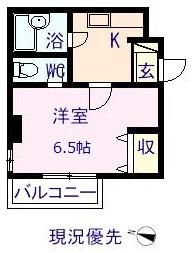 ルーエ霞町(1K/7階)の間取り写真