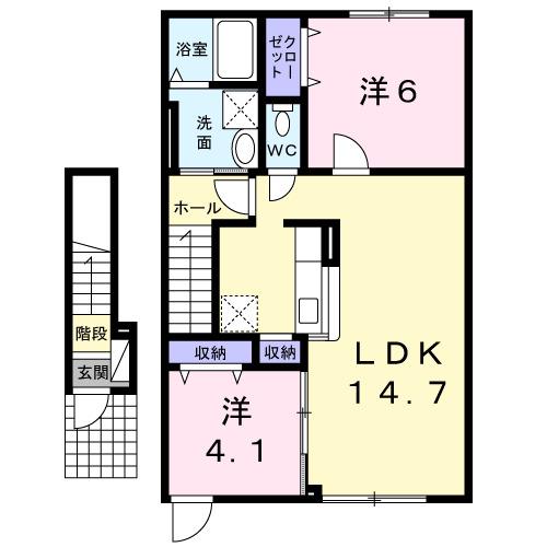 ダズハオスS.K(2LDK/2階)の間取り写真