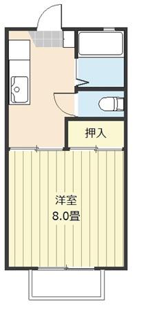 ベルメゾン栗田(1K/1階)の間取り写真