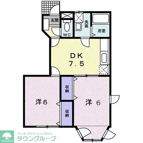 サンヒルズ柳沢2(2DK/1階)の間取り写真