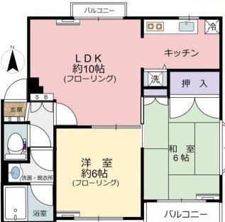 ヴェルデュール三鷹(2LDK/3階)の間取り写真