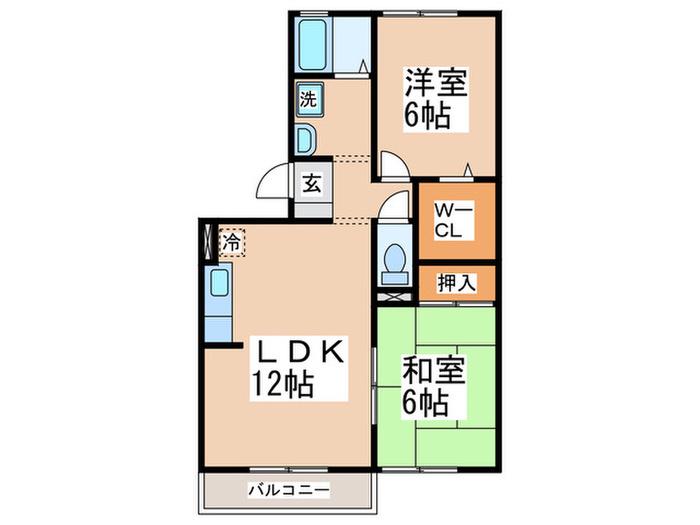 レジデンス海老名B(2LDK/1階)の間取り写真