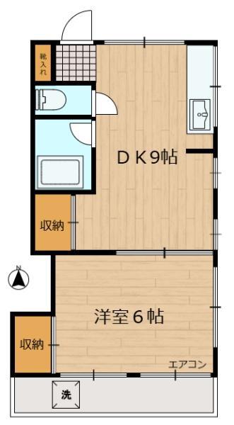 市川荘(1LDK/2階)の間取り写真