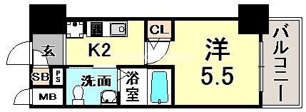 エスリード神戸ウエスト(1K/2階)の間取り写真