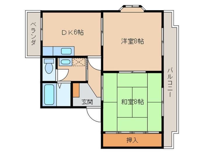 コンチェルト(2DK/1階)の間取り写真