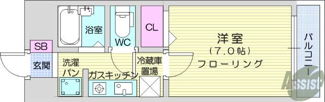 オリオン・MS(1K/2階)の間取り写真