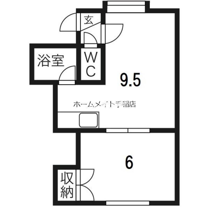 プラタナス曙B(1LDK/3階)の間取り写真