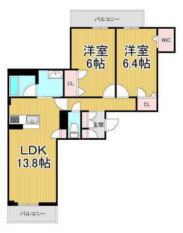 ハワード コート(2LDK/3階)の間取り写真