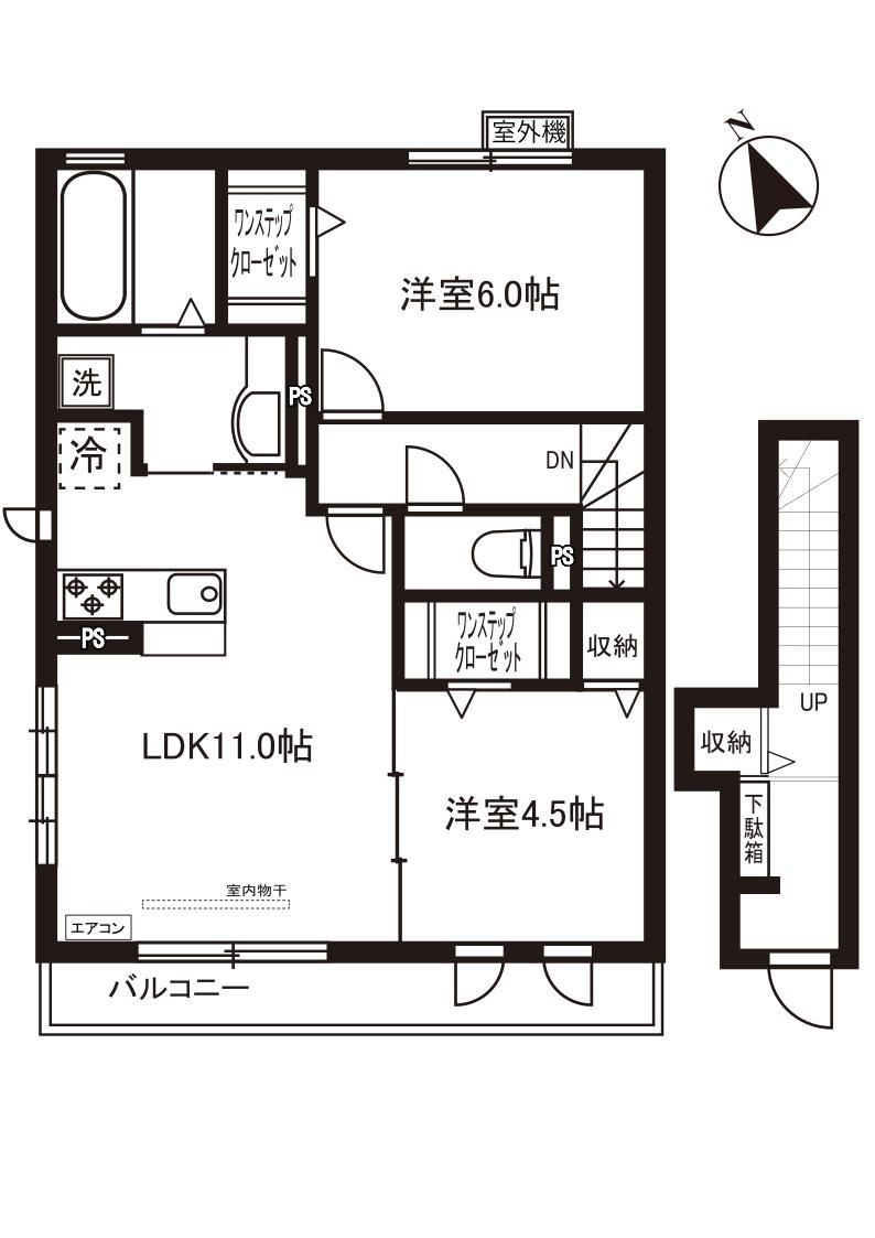 プランタン(2LDK/2階)の間取り写真