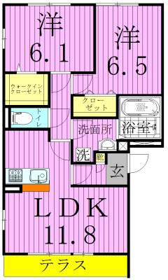 プランドールA(2LDK/2階)の間取り写真