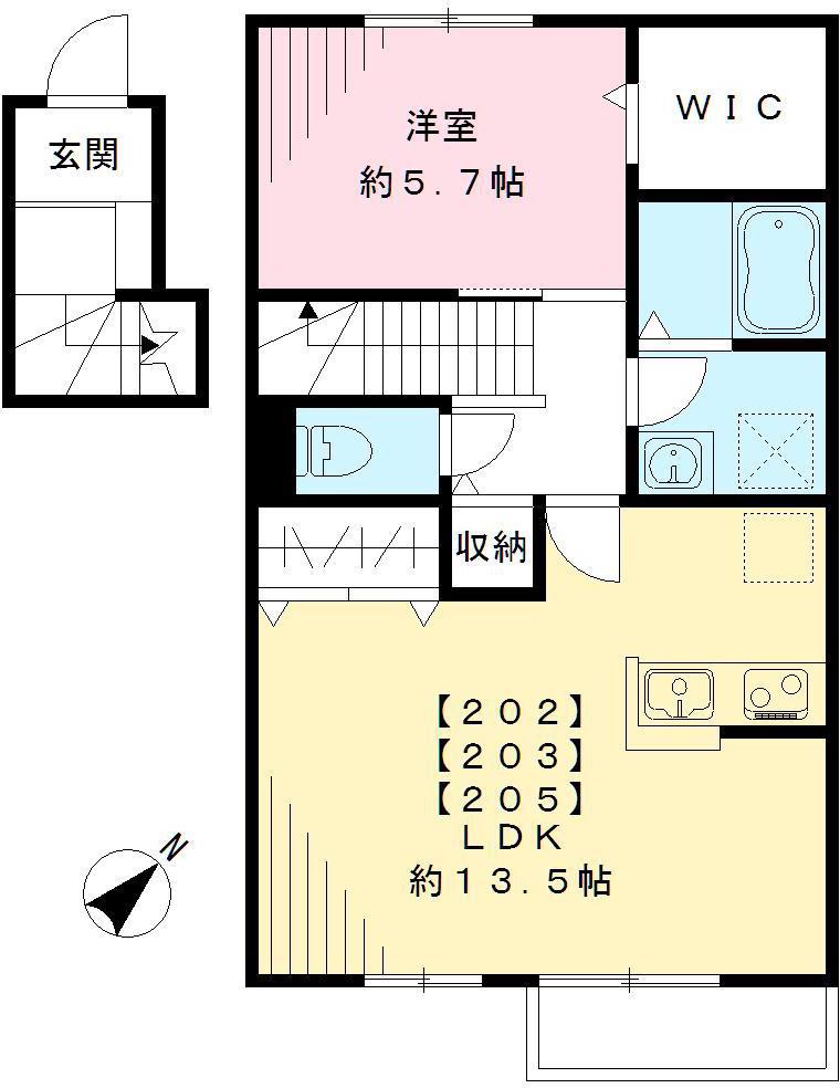 ウィンベル柴崎(1LDK/2階)の間取り写真