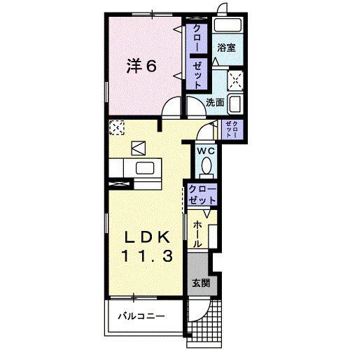 うらら1番館(1LDK/1階)の間取り写真