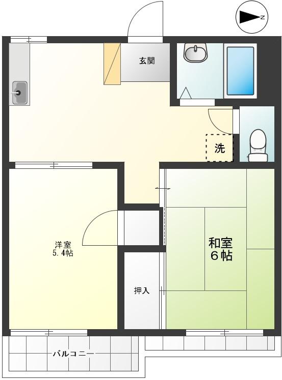 メゾン新町(2DK/2階)の間取り写真