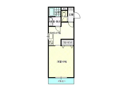 レジデンスYMII(1K/1階)の間取り写真