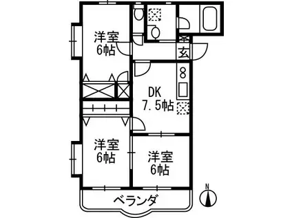 クリムトA(3DK/1階)の間取り写真