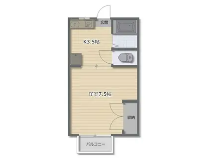 レッドペッパー(1K/1階)の間取り写真