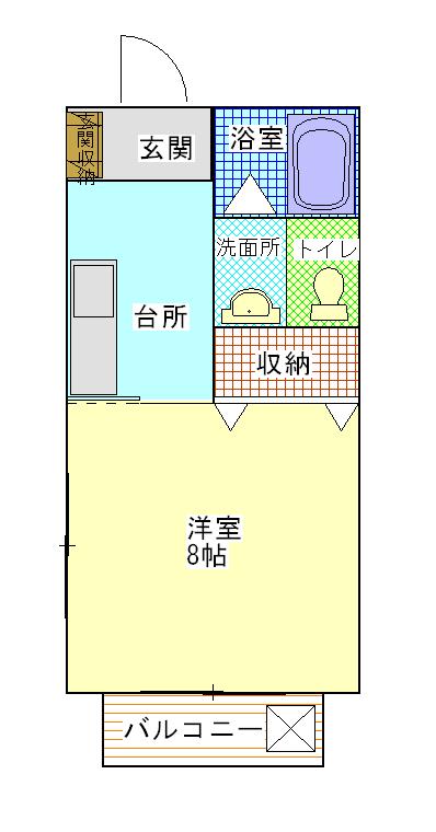 クキタハウス(1K/1階)の間取り写真