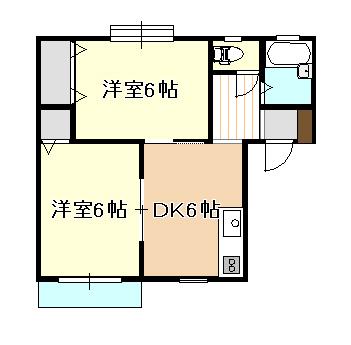 エスティ福成I(2DK/2階)の間取り写真
