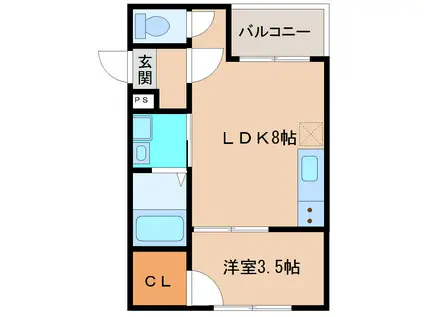 ランコントルIII(1LDK/1階)の間取り写真