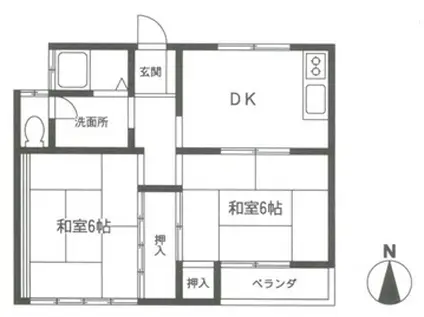 高田ニューハイムI(2DK/2階)の間取り写真