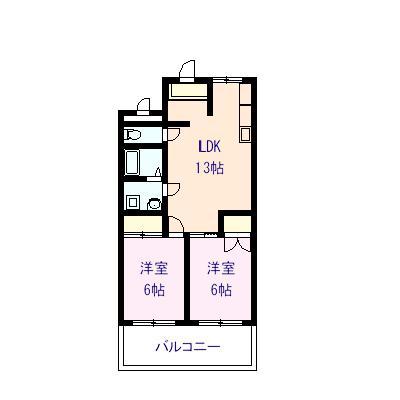 サンスカイ小山(2LDK/1階)の間取り写真