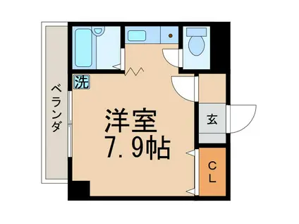 西本丸の内マンション(1K/2階)の間取り写真
