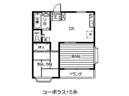 コーポラス・ミホC(2DK/1階)の間取り写真