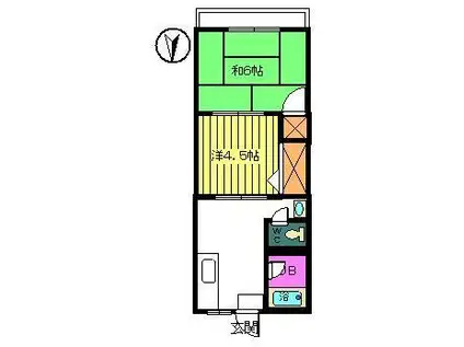 富士ハイツ(2K/1階)の間取り写真