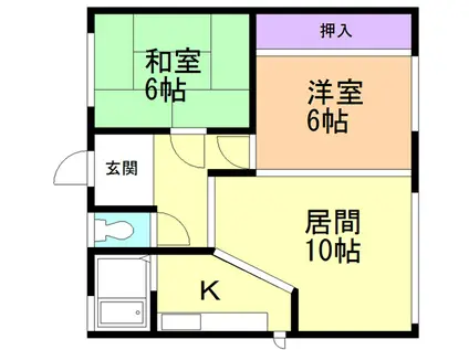 はまなすマンション(2LDK/2階)の間取り写真
