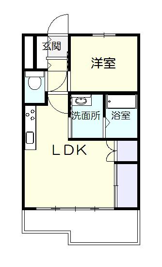 サウススクエア(1LDK/2階)の間取り写真