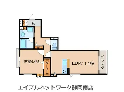ヒルビレッジ静岡駅南(1LDK/3階)の間取り写真
